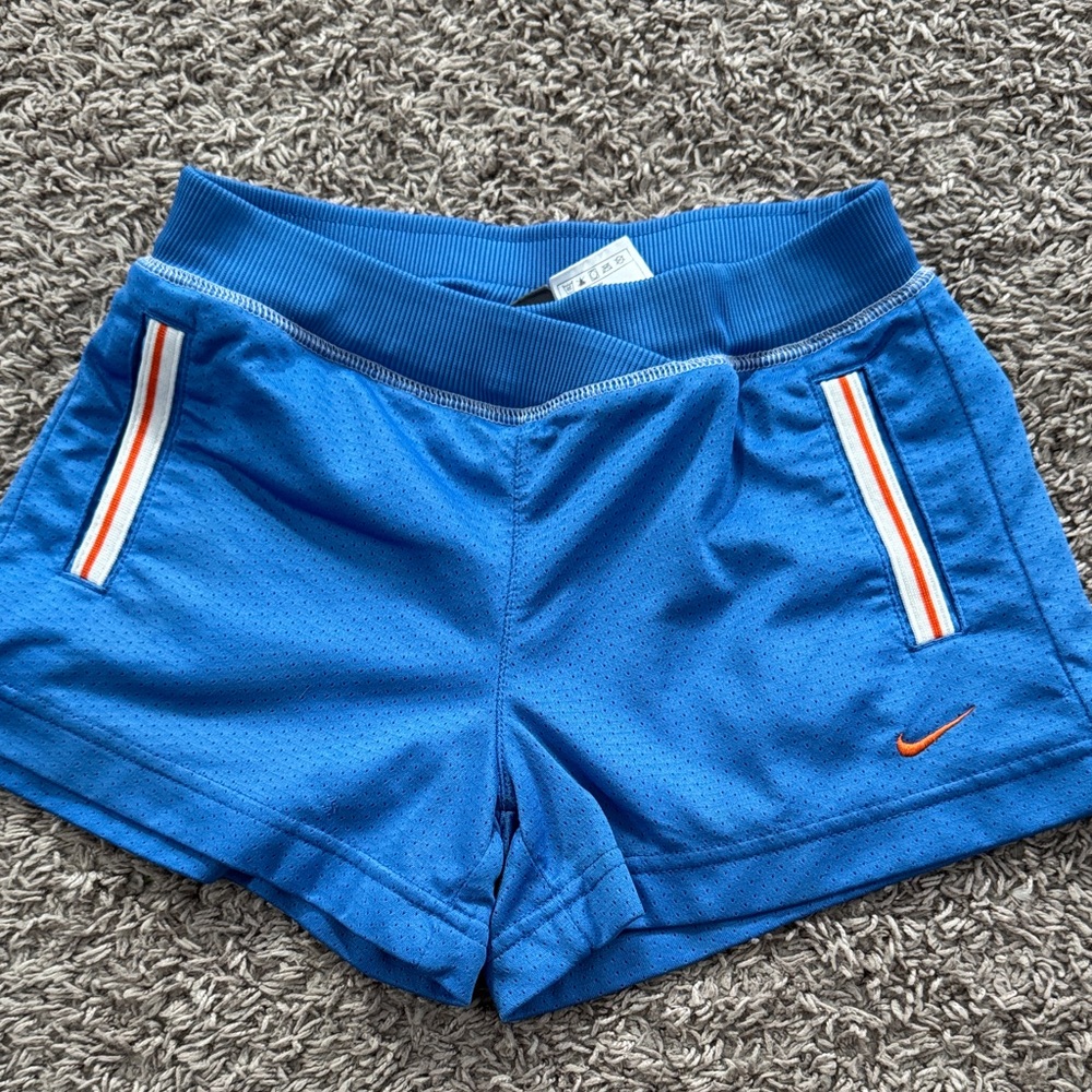 Nike Youth Vibrant Blue Athletic Shorts with Orange Accents